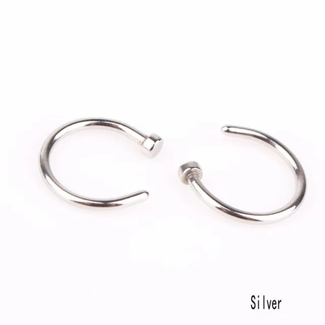 1 Pair Fashion Style Medical Hoop Nose Rings Clip On Nose Ring Body Fake Piercing Piercing Jewelry For Women