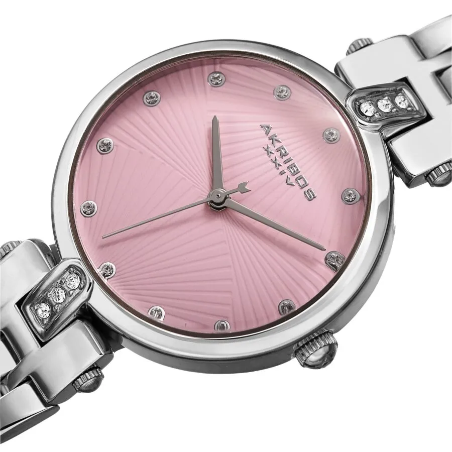 Akribos Xxiv Quartz Crystal Pink Dial Ladies Watch AK1085PK